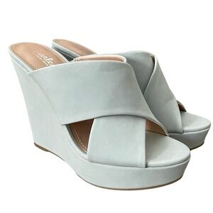 Charles by Charles David Alternative 2 Powder Blue Suede Wedges Size 9
